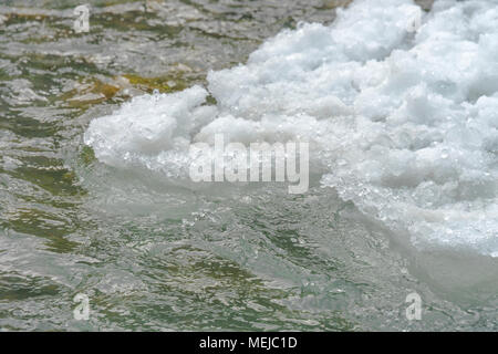 glacier Supphellebreen, part of Jostedal National Park, Norway, near Fjaerland, melting ice pieces in the cold water of the river Stock Photo