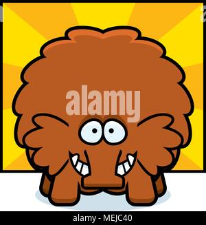 A cartoon illustration of a woolly mammoth looking happy. Stock Vector