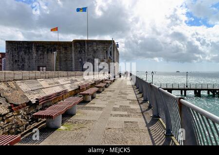 The historic fortifications on the seafront in old Portsmouth Hampshire England UK Stock Photo