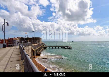 The historic fortifications on the seafront in old Portsmouth Hampshire England UK Stock Photo