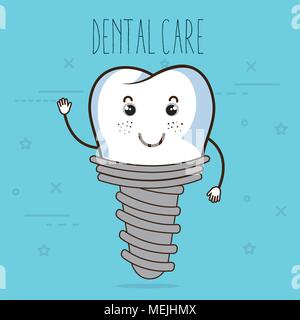 dental care kawaii comi character Stock Vector