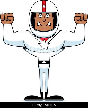 A cartoon race car driver looking angry. Stock Vector