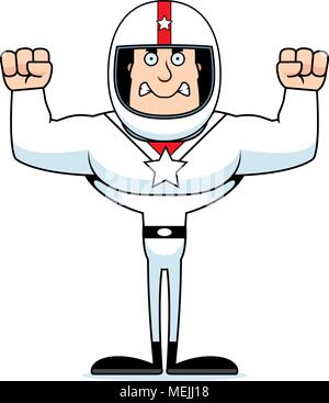 A cartoon race car driver looking angry. Stock Vector