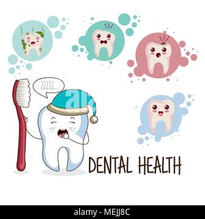 dental care kawaii comi character Stock Vector