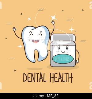 dental care kawaii comi character Stock Vector