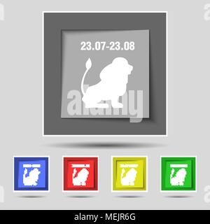 Leo zodiac icon sign on original five colored buttons. Vector illustration Stock Vector