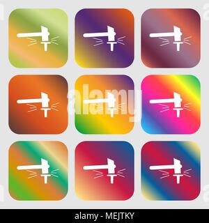 The smithy. Forge and stithy, blacksmith sign icon Stock Vector