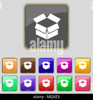 Open box icon sign. Set with eleven colored buttons for your site. Vector illustration Stock Vector