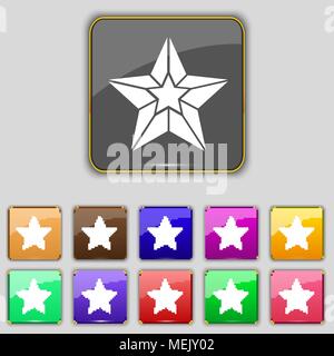 Star icon sign. Set with eleven colored buttons for your site. Vector illustration Stock Vector