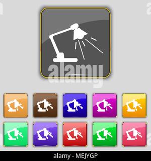 Reading-lamp icon sign. Set with eleven colored buttons for your site. Vector illustration Stock Vector