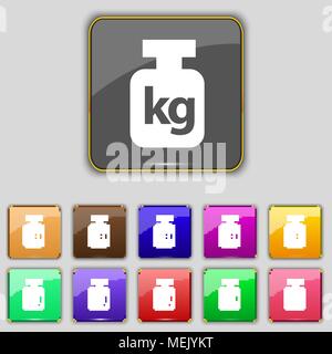 Weight icon sign. Set with eleven colored buttons for your site. Vector illustration Stock Vector