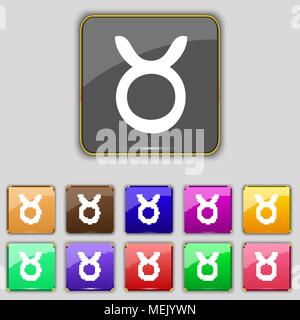 Taurus icon sign. Set with eleven colored buttons for your site. Vector illustration Stock Vector