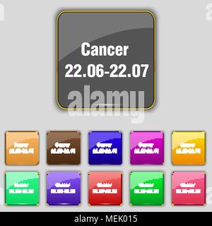 zodiac Cancer icon sign. Set with eleven colored buttons for your site. Vector illustration Stock Vector