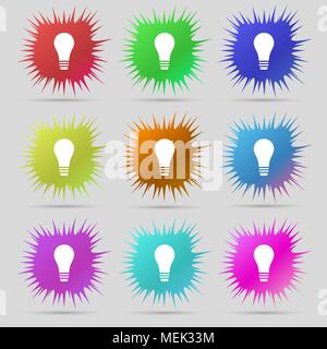 Light bulb icon sign. A set of nine original needle buttons. Vector illustration Stock Vector