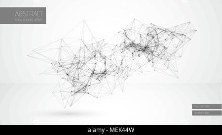 Abstract vector line cloud geometrical construction connected lines white background. Minimalistic geometric structure. Graphic plexus wallpaper Stock Vector