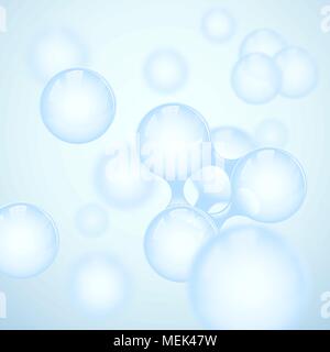 Vector abstract light blue glossy molecule design. Atoms illustration. Medical background for science banner or flyer. Molecular structure Stock Vector