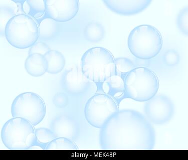 Vector abstract light blue glossy molecule seamless background. Atoms illustration. Medical texture science banner or flyer. Molecular structure Stock Vector