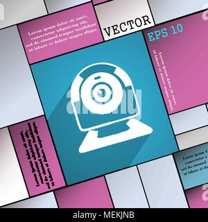 Webcam icon symbol Flat modern web design with long shadow and space for your text. Vector illustration Stock Vector