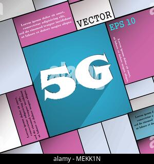 5G icon symbol Flat modern web design with long shadow and space for your text. Vector illustration Stock Vector