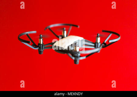 Flying drone indoor Stock Photo