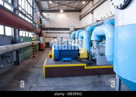 Big blue water pump - Poland. Stock Photo