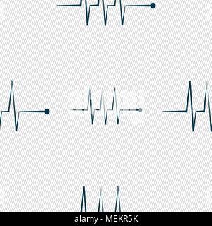 Cardiogram monitoring sign icon. Heart beats symbol. Seamless abstract background with geometric shapes. Vector illustration Stock Vector