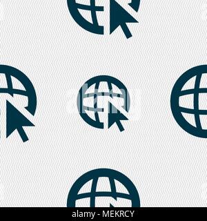 Internet sign icon. World wide web symbol. Cursor pointer. Seamless abstract background with geometric shapes. Vector illustration Stock Vector