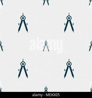 Mathematical Compass sign icon. Seamless abstract background with geometric shapes. Vector illustration Stock Vector