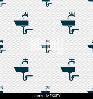 Washbasin icon sign. Seamless abstract background with geometric shapes. Vector illustration Stock Vector