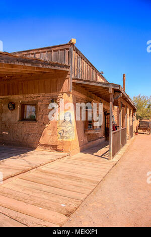 Cowboy Film set building at the Old Tucson Film Studios amusement park in Arizona Stock Photo