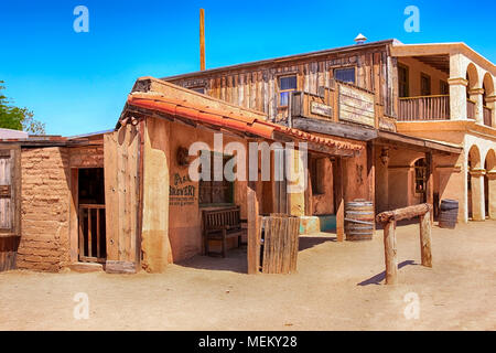 Cowboy Film set building at the Old Tucson Film Studios amusement park in Arizona Stock Photo