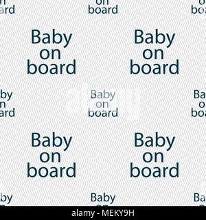 Baby on board sign icon. Infant in car caution symbol. Seamless abstract background with geometric shapes. Vector illustration Stock Vector