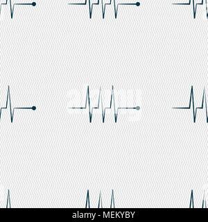 Cardiogram monitoring sign icon. Heart beats symbol. Seamless abstract background with geometric shapes. Vector illustration Stock Vector