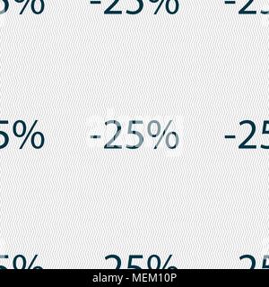 25 percent discount sign icon. Sale symbol. Special offer label. Seamless abstract background with geometric shapes. Vector illustration Stock Vector