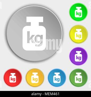 Weight icon sign. Symbol on eight flat buttons. Vector illustration Stock Vector