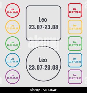 Leo zodiac icon sign. symbol on the Round and square buttons with frame. Vector illustration Stock Vector