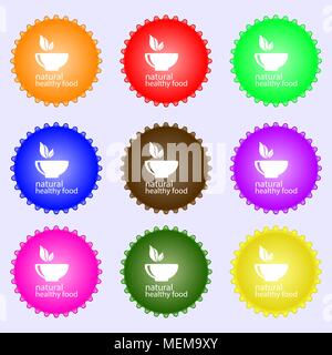 healthy food concept icon sign. Big set of colorful, diverse, high-quality buttons. Vector illustration Stock Vector