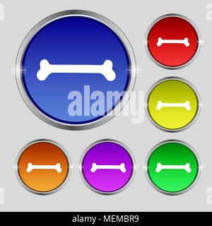 Dog bone icon sign. Round symbol on bright colourful buttons. Vector illustration Stock Vector