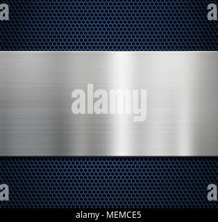 Metal background with brushed aluminum panel 3d illustration Stock Photo