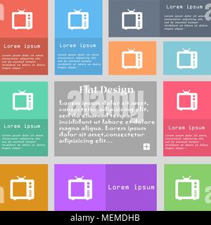 Old TV, Television icon sign. Set of multicolored buttons with space for text. Vector illustration Stock Vector