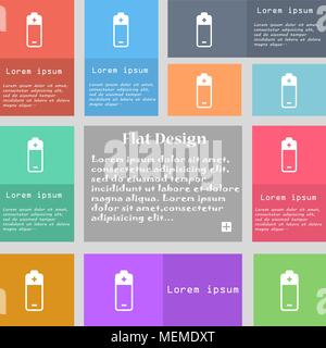 battery icon sign. Set of multicolored buttons with space for text. Vector illustration Stock Vector