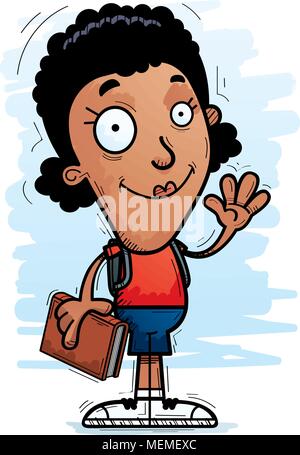 Cartoon school girl with backpack waving hand Stock Vector Image & Art ...