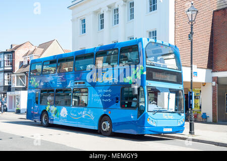 Double-decker New Forest Tour Bus, High Street, Lymington, Hampshire, England, United Kingdom Stock Photo