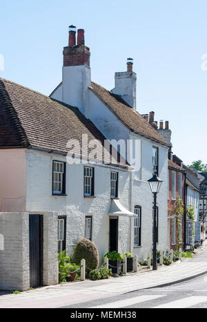 Period houses on High Street, Milford-on-Sea, Hampshire, England, United Kingdom Stock Photo