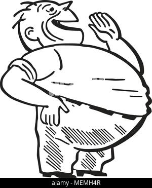 Fat Man Laughing - Retro Clipart Illustration Stock Vector