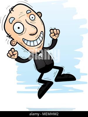 A cartoon illustration of a senior citizen groom jumping. Stock Vector