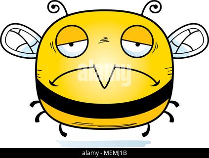 A cartoon illustration of a bee looking sad. Stock Vector