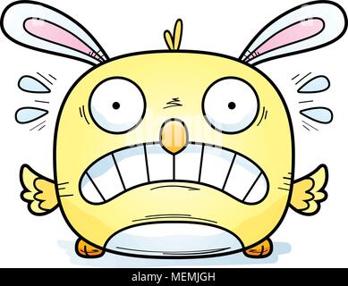 A cartoon illustration of an Easter bunny chick looking scared. Stock Vector