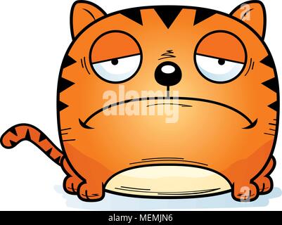 A cartoon illustration of a cat looking depressed. Stock Vector