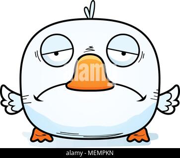 A cartoon illustration of a little duckling with a sad expression. Stock Vector